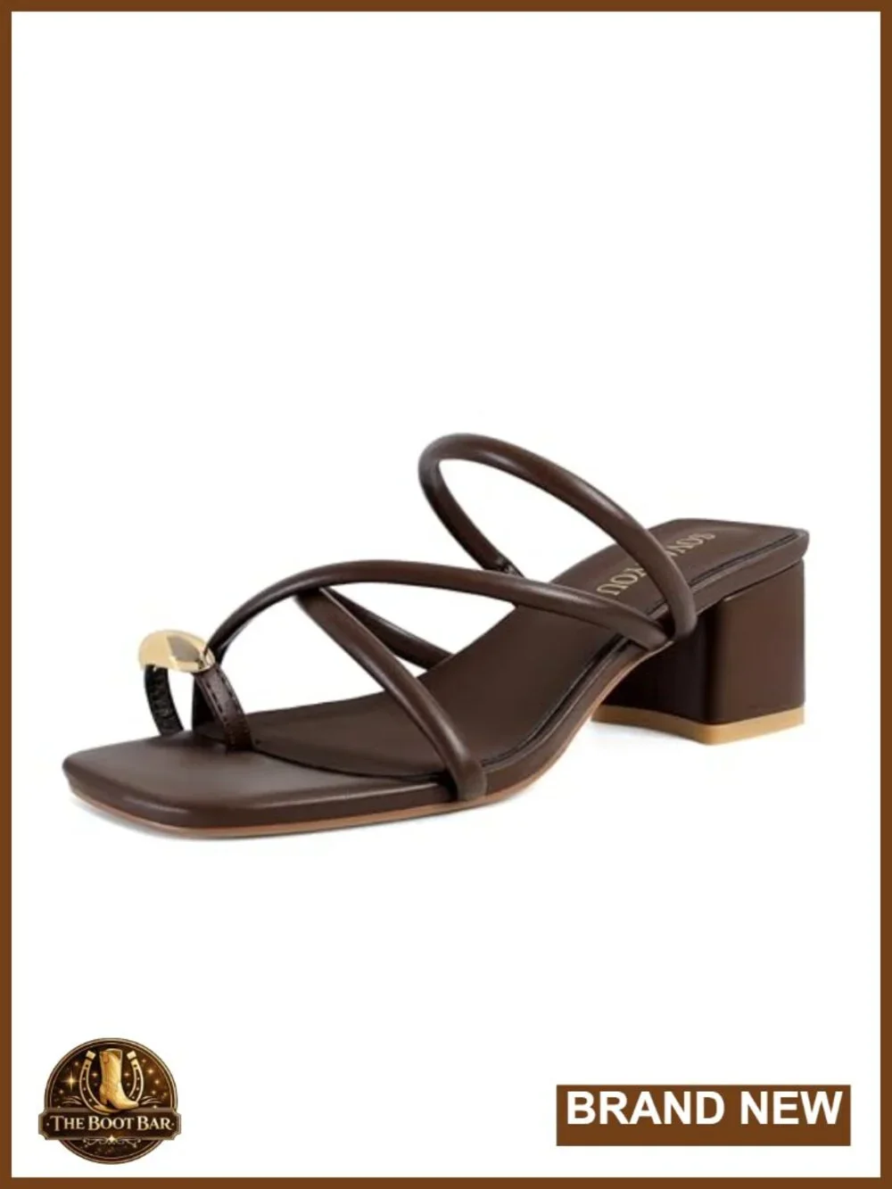 Women's Strappy Faux Leather Block Heel Sandals Wedge Toe Ring Slip On Square